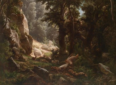 Cerfs dans la forêt - August Friedrich Kessler